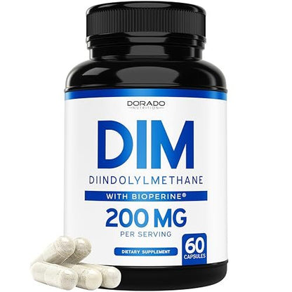 DIM Supplement für Frauen & Männer (Diindolylmethan Östrogenblocker, Hormonelle Aknebehandlung, Hormonbalance) - 200 mg pro Portion, Vegan, Glutenfrei, USA-Herstellung (60 Kapseln)