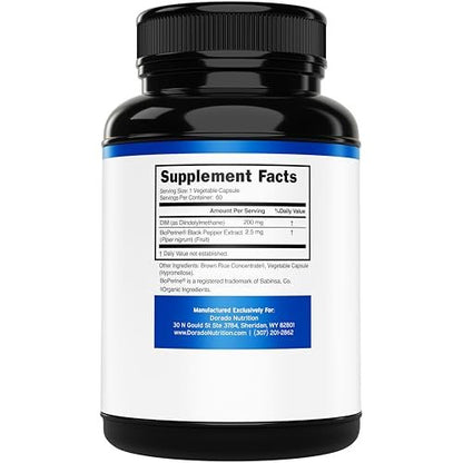 DIM Supplement für Frauen & Männer (Diindolylmethan Östrogenblocker, Hormonelle Aknebehandlung, Hormonbalance) - 200 mg pro Portion, Vegan, Glutenfrei, USA-Herstellung (60 Kapseln)