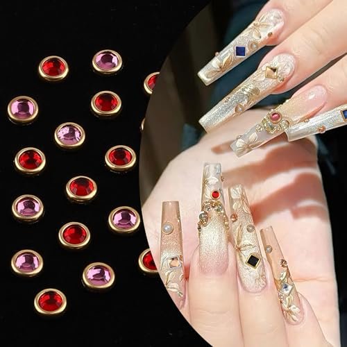 ROFIBUT Luxus 3D Nagelverzierungen Strasssteine Metall Nageldekoration Bunte Glitzernde Diamanten Vintage Anhänger Nagelzubehör für DIY Nagelkunst 12 Fächer