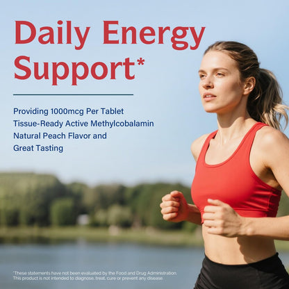 Innate Vitality Vitamin B12 1000mcg – Sublingual Methylcobalamin, für Energiestoffwechsel, geistige Klarheit, Nervensystem, Pfirsichgeschmack, zuckerfrei, 90 schnell lösliche Tabletten
