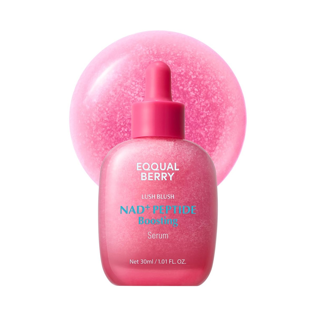 EQQUALBERRY NAD+ Peptide Boosting Serum – Niacinamid 2% + 14 Peptide + Vegan Collagen Anti-Aging Korean Skincare Gesichts-, Hals- & Körperserum | Straffendes & Liftendes Pink Serum (30 ml)