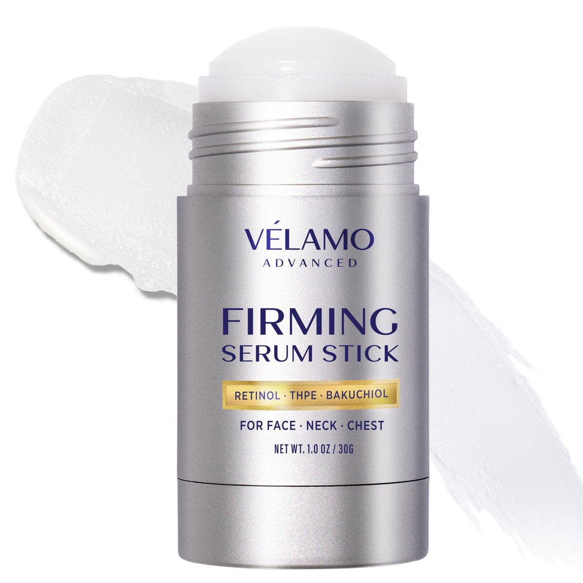 VELAMO ADVANCED Retinol Firming Serum Stick für Gesicht, Hals & Dekolleté: Strafft, glättet und festigt sichtbar Falten und Lachfalten – mit Bakuchiol, THPE & Antioxidantien 30g