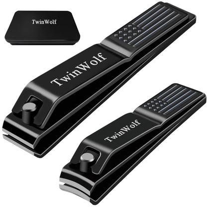 TwinWolf Nagelknipser Set – Ultimative Präzision für Finger- und Fußnägel, 2er-Pack mit amerikanischem Flaggenmuster, Edelstahl, Schwarz