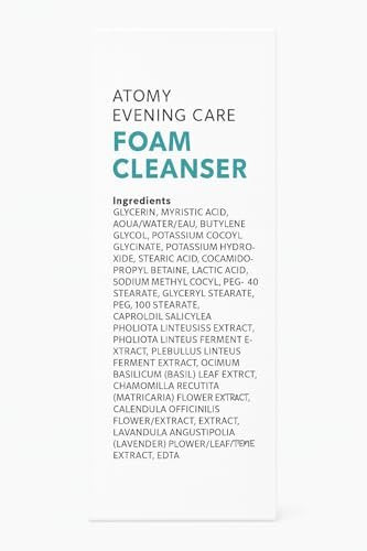 A.T.O.M.Y Evening Care Foam Cleanser, feuchtigkeitsspendendes Gesichtswaschmittel mit natürlichen Extrakten, 150 ml