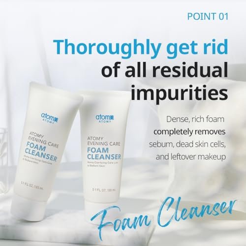 A.T.O.M.Y Evening Care Foam Cleanser, feuchtigkeitsspendendes Gesichtswaschmittel mit natürlichen Extrakten, 150 ml