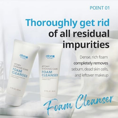 A.T.O.M.Y Evening Care Foam Cleanser, feuchtigkeitsspendendes Gesichtswaschmittel mit natürlichen Extrakten, 150 ml