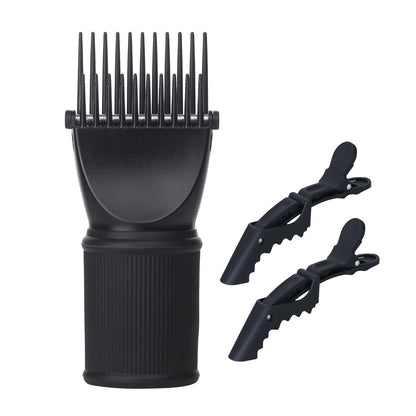 PERFEHAIR Universeller Föhn-Kamm-Aufsatz für grobes, lockiges Haar – unzerbrechliche Zähne, hitzebeständiger Griff, passt auf 1,5–2 Zoll Düsen, Salon-Schnellföhn & Glättungswerkzeug, Schwarz