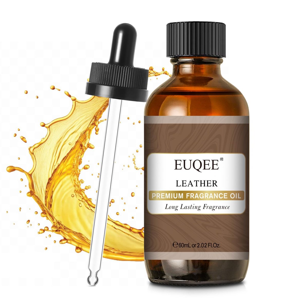 EUQEE Lederduftöl – 60 ml / 2,02 Fl Oz – Essentielles Parfümöl für Diffuser, Kerzenherstellung, DIY-Seife mit Glaspipette