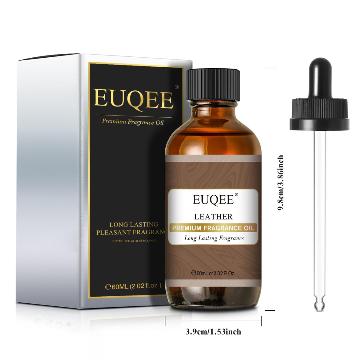 EUQEE Lederduftöl – 60 ml / 2,02 Fl Oz – Essentielles Parfümöl für Diffuser, Kerzenherstellung, DIY-Seife mit Glaspipette