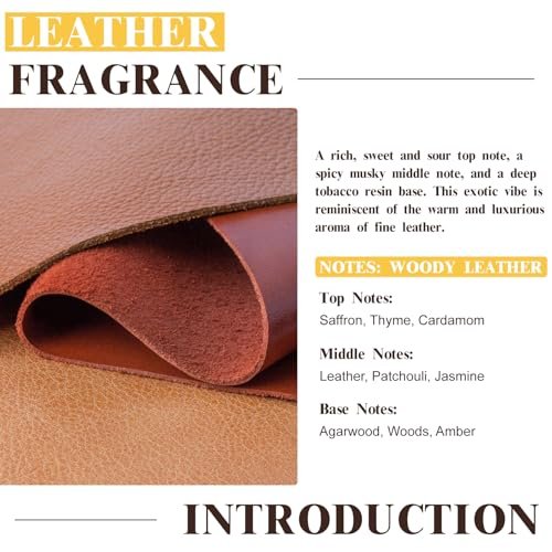 EUQEE Lederduftöl – 60 ml / 2,02 Fl Oz – Essentielles Parfümöl für Diffuser, Kerzenherstellung, DIY-Seife mit Glaspipette
