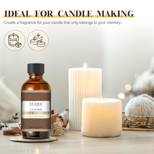 EUQEE Lederduftöl – 60 ml / 2,02 Fl Oz – Essentielles Parfümöl für Diffuser, Kerzenherstellung, DIY-Seife mit Glaspipette