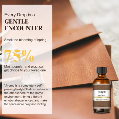 EUQEE Lederduftöl – 60 ml / 2,02 Fl Oz – Essentielles Parfümöl für Diffuser, Kerzenherstellung, DIY-Seife mit Glaspipette