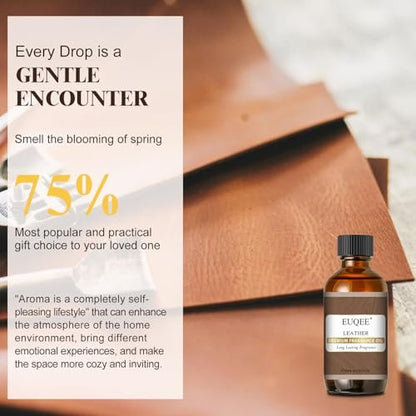 EUQEE Lederduftöl – 60 ml / 2,02 Fl Oz – Essentielles Parfümöl für Diffuser, Kerzenherstellung, DIY-Seife mit Glaspipette