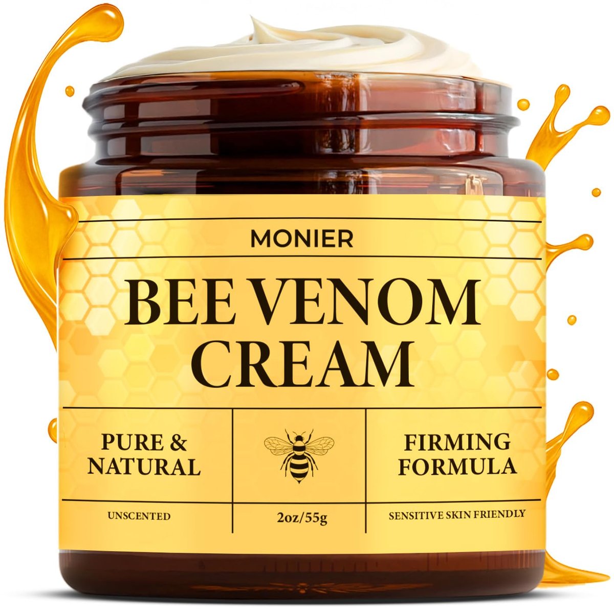 MONIER Bienengift Creme | Feuchtigkeitsspendende, Glättende, Straffende, Faltenreduzierende | Umfassende Bienengift Hautpflege Creme (Verbesserte Formel)