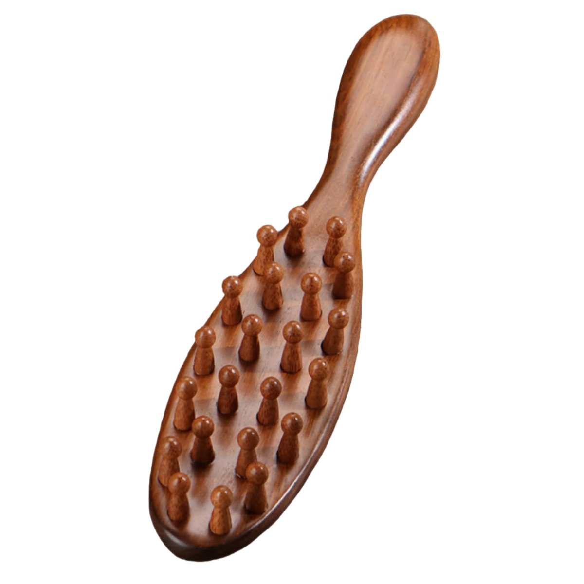 Sandelholz-Loc-Bürste für Dreads, Holzrunde Dreadlock-Kopfhautkamm Dread-Massager Anti-Schuppen Locken-Peeling-Bürste mit langen Zinken, statisch-frei für nasses und trockenes Haar, Kopfhautpflege und Haarstyling, Braun