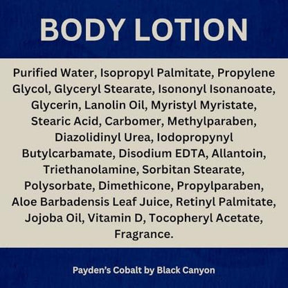 Payden's Cobalt Bay Rum Herrenparfümierte Luxus-Körperlotion mit Lanolin und Jojobaöl, 355 ml