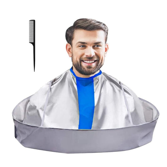 SZHSTC Haarschneide-Umhang für Erwachsene – Wasserdichter Friseurumhang mit Kamm, Nylon, Blau/Grau