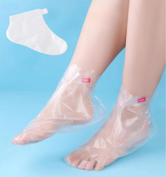 400-teiliges Einweg-Fußschutz aus Plastik – Auslaufsichere Paraffinwachs-Bad-Einlagen, Feuchtigkeitsspendende Socken für Pediküre, Spa, rissige Fersen & Schuhanprobe (inklusive Aufkleber für sicheren Sitz)