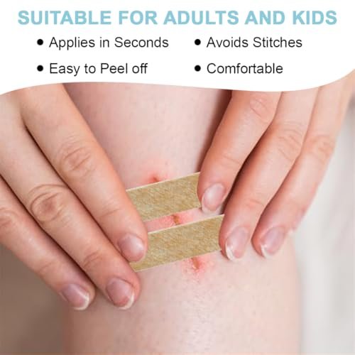 Wundverschlussstreifen 24 Stück Steri Skin Closures - Atmungsaktive Wundpflaster, Nahtfreie Wundreparatur, 12x100 mm
