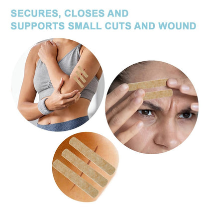 Wundverschlussstreifen 24 Stück Steri Skin Closures - Atmungsaktive Wundpflaster, Nahtfreie Wundreparatur, 12x100 mm