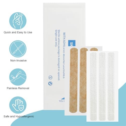 Wundverschlussstreifen 24 Stück Steri Skin Closures - Atmungsaktive Wundpflaster, Nahtfreie Wundreparatur, 12x100 mm