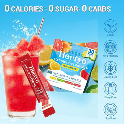 Elektrolyt-Pulver-Päckchen – Zuckerfreies Elektrolyt-Getränkepulver – 30 Sticks für schnelle Flüssigkeitszufuhr bei Sport & Dehydrierung – Sommergeschmack-Variationen, Keto-freundlich, vegan, Non-GMO