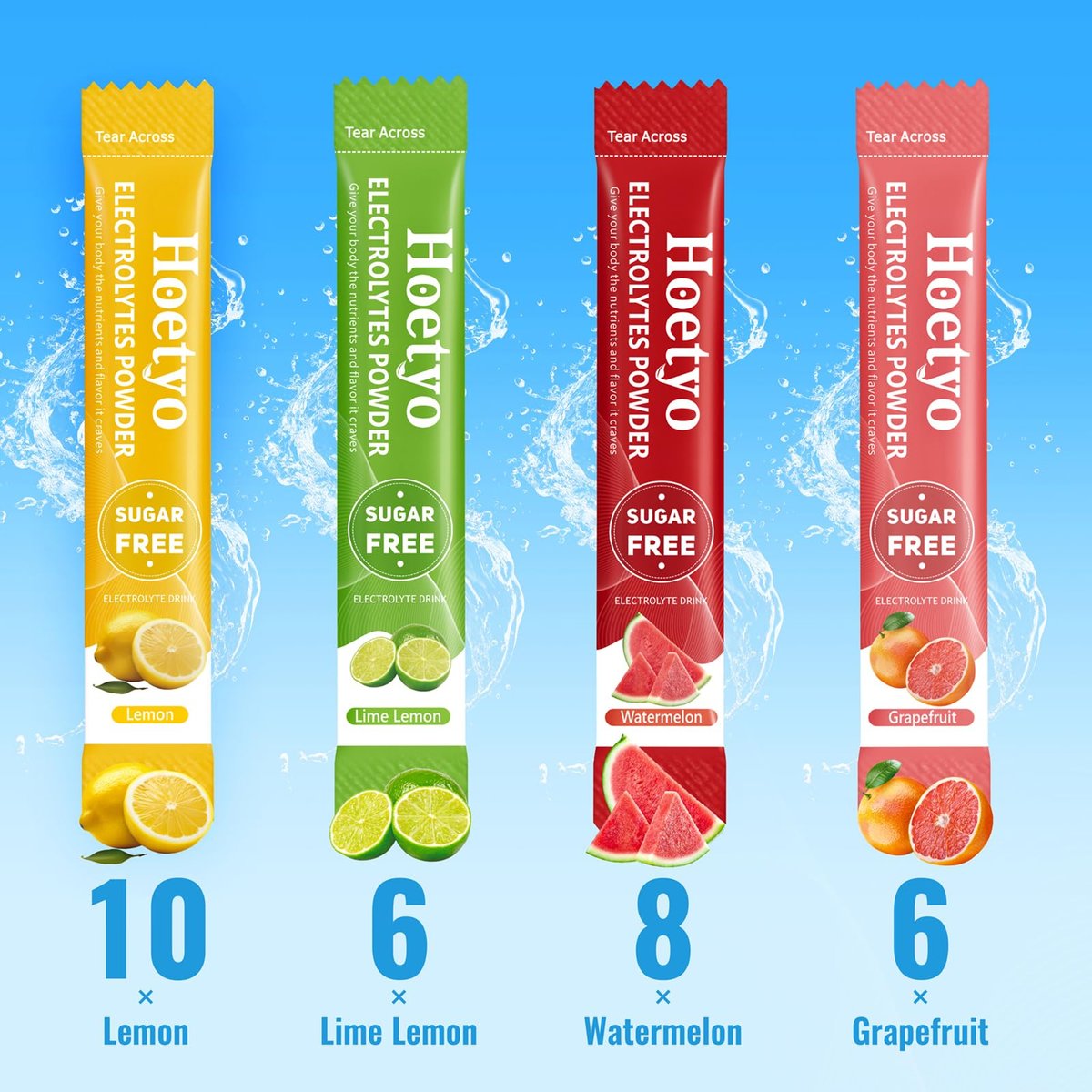 Elektrolyt-Pulver-Päckchen – Zuckerfreies Elektrolyt-Getränkepulver – 30 Sticks für schnelle Flüssigkeitszufuhr bei Sport & Dehydrierung – Sommergeschmack-Variationen, Keto-freundlich, vegan, Non-GMO