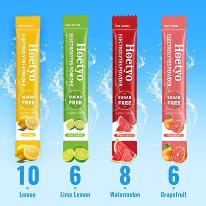 Elektrolyt-Pulver-Päckchen – Zuckerfreies Elektrolyt-Getränkepulver – 30 Sticks für schnelle Flüssigkeitszufuhr bei Sport & Dehydrierung – Sommergeschmack-Variationen, Keto-freundlich, vegan, Non-GMO
