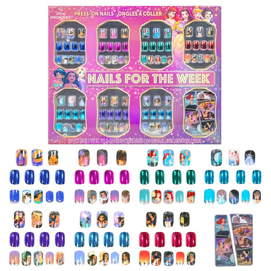 Disney Princess 84-teiliges Glitter-Glamup & Metallic Press-On-Nagelset für Kinder – Künstliche Fake-Nägel mit Kleber, vollflächige Nagelspitzen, ideales Geschenk für Geburtstag und Feiertage von Townley Girl