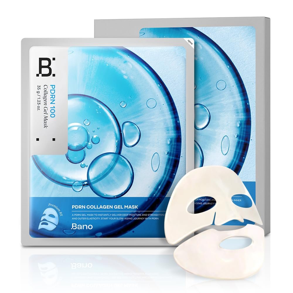 Bano PDRN Collagen Gel Maske - Koreanische Overnight-Gesichtsmaske für Festigkeit & tiefe Feuchtigkeitsversorgung | Biome PDRN für Hautelastizität | Koreanische Hautpflege für empfindliche Haut | Duftfrei | 1,23 oz, 4 Stück
