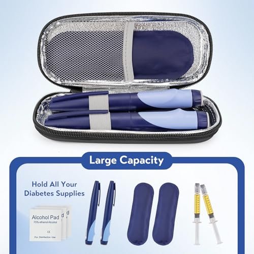 SMYV Insulin Kühlbox Reiseetui mit 2 TSA-geprüften Kühlakkus – Medikamentenkühler für Diabetesbedarf, kompakt für Reisen und Alltag – Schwarz
