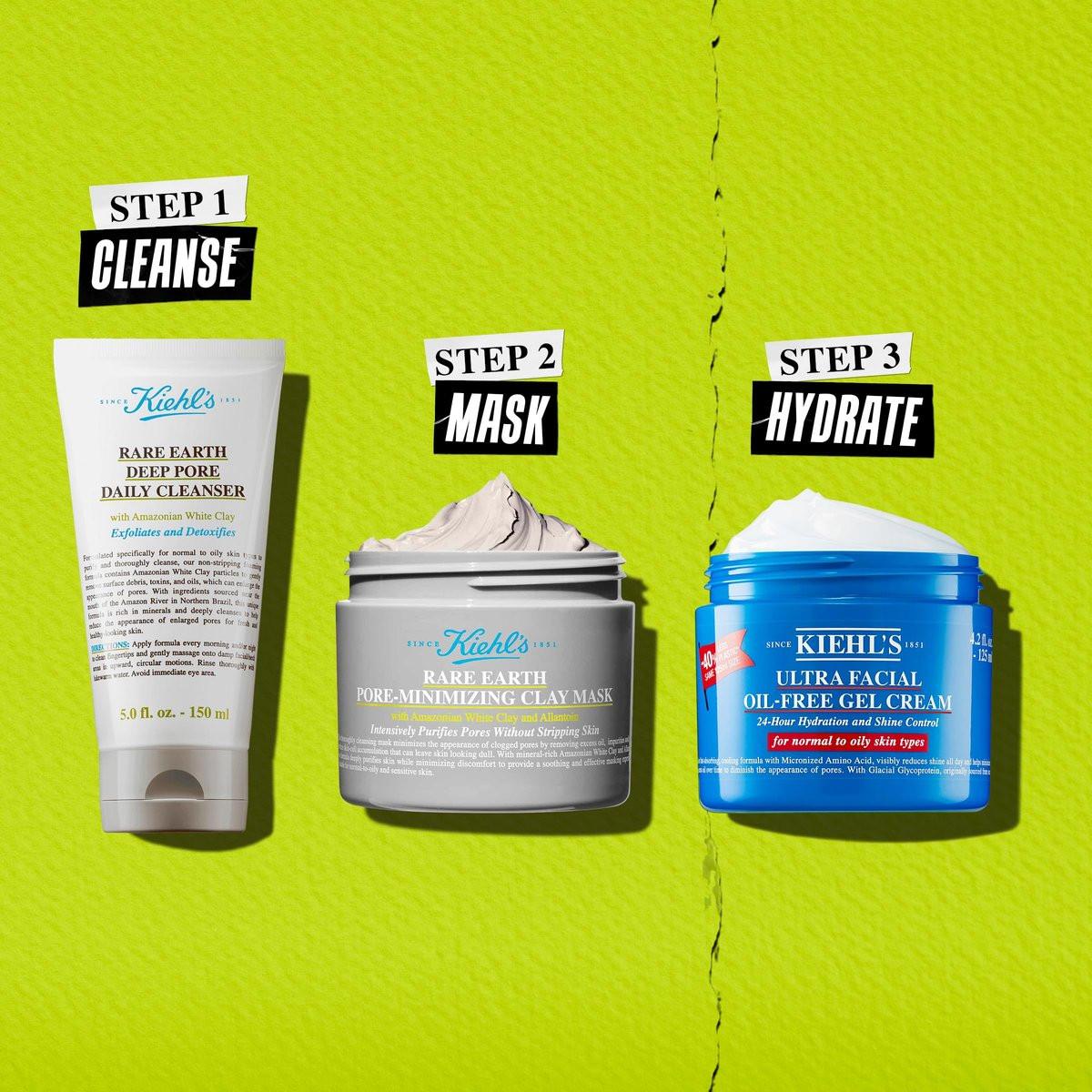 Kiehl's Rare Earth Pore Minimizer Face Mask – mit Bentonit und Amazonas-Weißton, 4,2 fl oz
