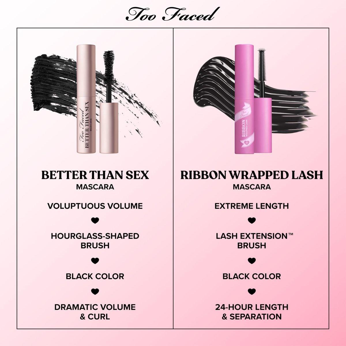 Too Faced Storybook Lashes Travel Size Mascara Set | Better Than Sex + Ribbon Wrapped Lash Tubing Mini Mascara Geschenkset