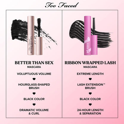 Too Faced Storybook Lashes Travel Size Mascara Set | Better Than Sex + Ribbon Wrapped Lash Tubing Mini Mascara Geschenkset