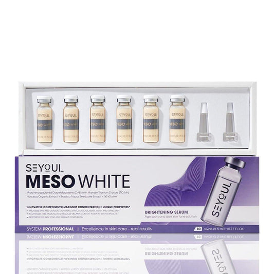 SEYOUL Meso White Facial Serum – Aufhellendes Serum mit Vitamin C, Niacinamid & Kollagen gegen dunkle Flecken und ungleichmäßigen Hautton – 6 Ampullen (je 0,17 fl oz)
