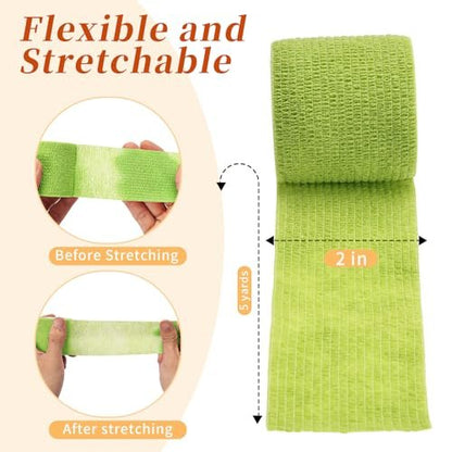 Frontline 24er Pack Selbstklebende Bandage 2" x 5 Yards – Elastisches Klebeband für Sport, Tattoo & Erste Hilfe (Mehrfarbig)