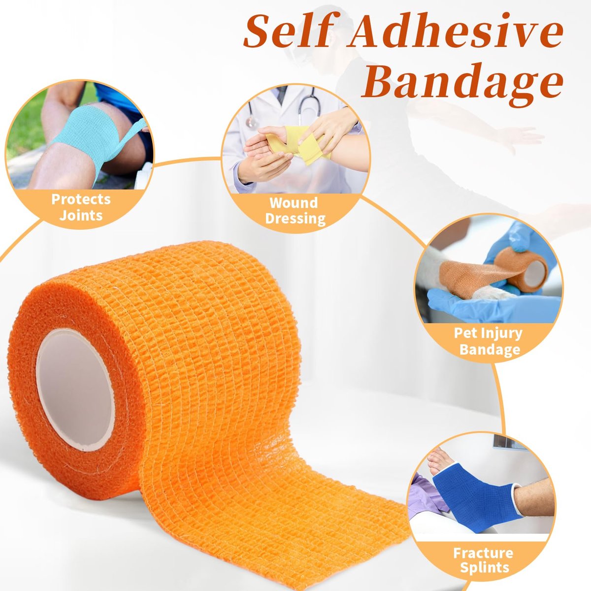 Frontline 24er Pack Selbstklebende Bandage 2" x 5 Yards – Elastisches Klebeband für Sport, Tattoo & Erste Hilfe (Mehrfarbig)
