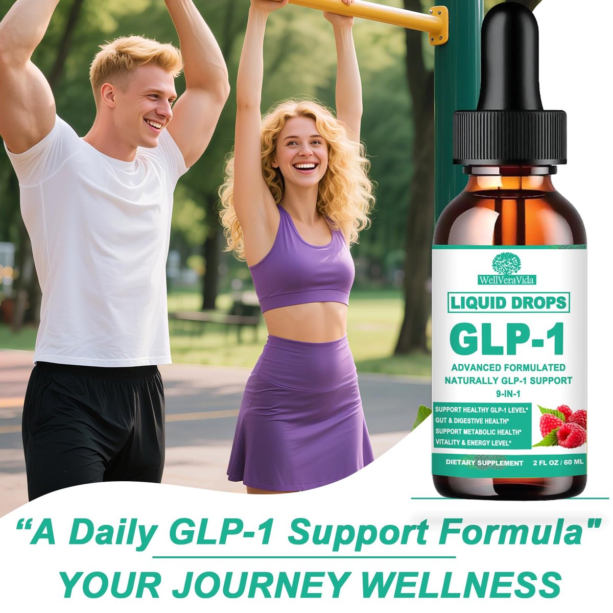 GLP-1 Nahrungsergänzung Tropfen | 9-in-1 Premium GLP1 Boost mit Berberin, Ceylon-Zimt, Grüntee-Extrakt Eriocitrin, Natürliche GLP-1 Unterstützung für Stoffwechsel und Verdauung | Himbeere, Zuckerfrei