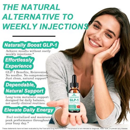 GLP-1 Nahrungsergänzung Tropfen | 9-in-1 Premium GLP1 Boost mit Berberin, Ceylon-Zimt, Grüntee-Extrakt Eriocitrin, Natürliche GLP-1 Unterstützung für Stoffwechsel und Verdauung | Himbeere, Zuckerfrei