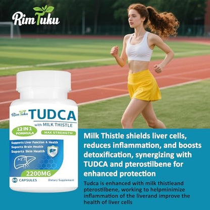 RimTuku 2200 mg TUDCA Supplement mit Mariendistel – 12-in-1 Leberunterstützung, Gallensalze für Leberreinigung & Entgiftung, Unterstützung von Gallenfluss & Gallenblase – 60 Kapseln