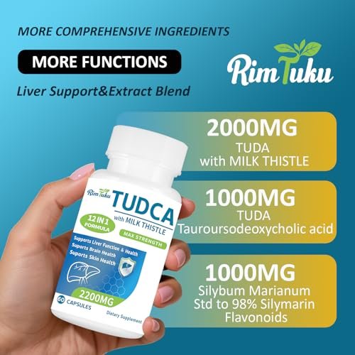 RimTuku 2200 mg TUDCA Supplement mit Mariendistel – 12-in-1 Leberunterstützung, Gallensalze für Leberreinigung & Entgiftung, Unterstützung von Gallenfluss & Gallenblase – 60 Kapseln
