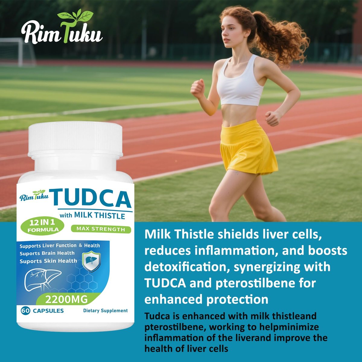 RimTuku 2200 mg TUDCA Supplement mit Mariendistel – 12-in-1 Leberunterstützung, Gallensalze für Leberreinigung & Entgiftung, Unterstützung von Gallenfluss & Gallenblase – 60 Kapseln