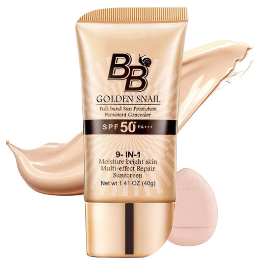 BB Cream Tinted Moisturizer mit SPF 50, 9-in-1 BB Cream Sonnenschutz Concealer, Foundation Full Coverage Tinted Moisturizer für alle Hauttypen, ölfrei, Hell (#01 Naturfarbe, mit 1 Puff)
