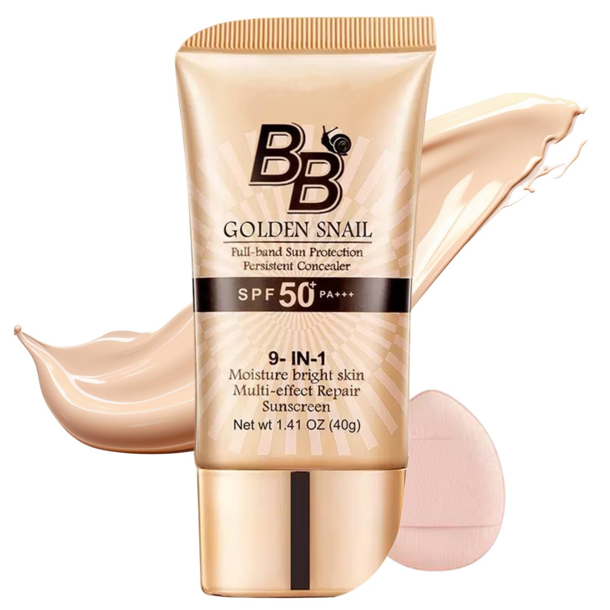 BB Cream Tinted Moisturizer mit SPF 50, 9-in-1 BB Cream Sonnenschutz Concealer, Foundation Full Coverage Tinted Moisturizer für alle Hauttypen, ölfrei, Hell (#01 Naturfarbe, mit 1 Puff)