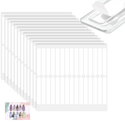BQAN 12 Blätter Doppelseitiges Nagelband für Press-On-Nägel Aufbewahrung, Transparente Klebebänder für Nageldesign-Präsentation/Kunstnägel-Aufbewahrung/Maniküre-Verpackungsorganisation