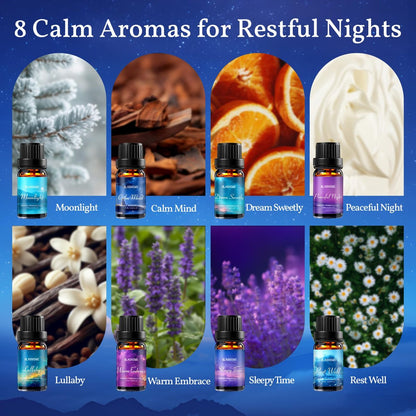 8er-Pack Schlaf-Essenzöle für Diffuser – Aromatherapie-Ölset für Ruhe & Entspannung, Geschenk für Frauen und Männer