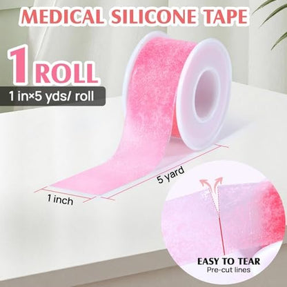 Silikon-Medizinisches Tape – 2,5 cm × 4,5 m (1 Rolle) – Wasserfestes Tape für empfindliche Haut, Latexfrei, Schmerzfreies Entfernen, Wiederverwendbar für Wundauflagen und Erste Hilfe