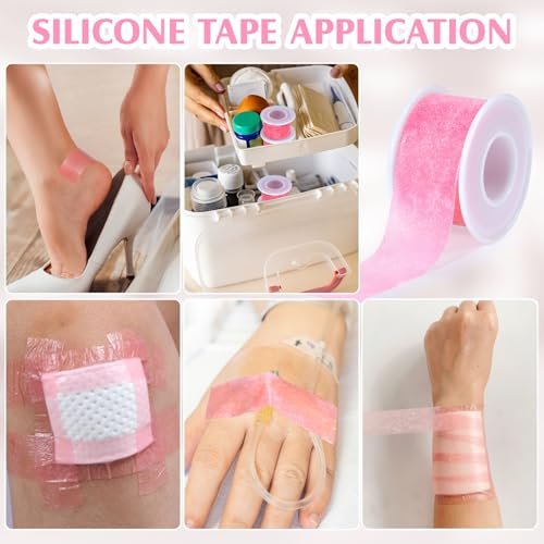 Silikon-Medizinisches Tape – 2,5 cm × 4,5 m (1 Rolle) – Wasserfestes Tape für empfindliche Haut, Latexfrei, Schmerzfreies Entfernen, Wiederverwendbar für Wundauflagen und Erste Hilfe