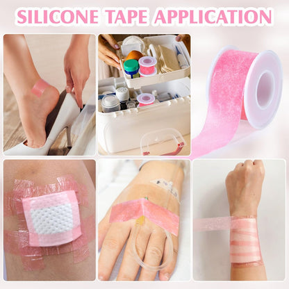 Silikon-Medizinisches Tape – 2,5 cm × 4,5 m (1 Rolle) – Wasserfestes Tape für empfindliche Haut, Latexfrei, Schmerzfreies Entfernen, Wiederverwendbar für Wundauflagen und Erste Hilfe