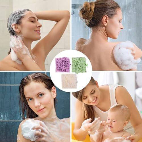 3er-Set Loofah Waschlappen – 2-in-1 maschinenwaschbare Loofah-Tücher für Seifenstücke